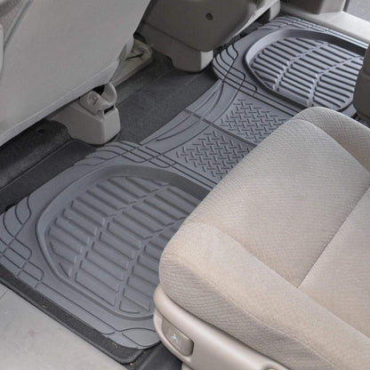 Motor Trend FlexTough Floor Mats for Cars, Deep Dish All-Weather Mats, Waterproof Trim-To Fit Automotive Floor Mats for Cars Trucks SUV, Universal Floor Liner Car Accessories, Black, Full Set