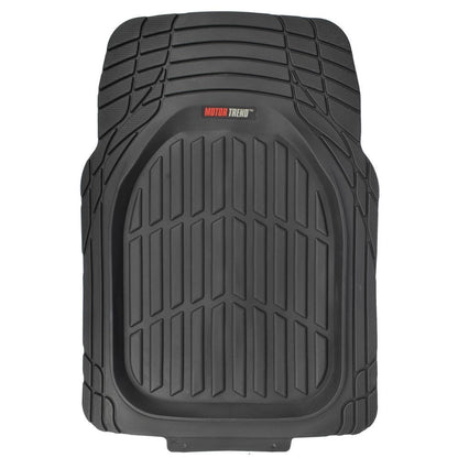 Motor Trend FlexTough Floor Mats for Cars, Deep Dish All-Weather Mats, Waterproof Trim-To Fit Automotive Floor Mats for Cars Trucks SUV, Universal Floor Liner Car Accessories, Black, Full Set