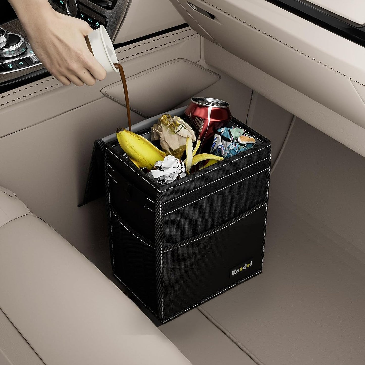 2 Gallon Black Leak-Proof Waterproof Car Trash Can with Lid